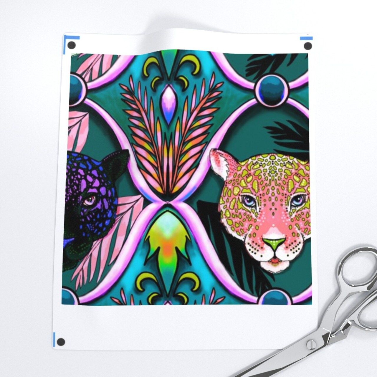 Vaporwave Jungle Retro Animal Print Teal Pink Modern Ogee Jaguar Leopard Custom Pre-pasted Wallpaper by Spoonflower Pre-Pasted Wallpaper 2FT Wide